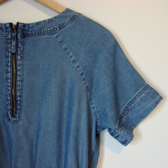 J. Crew Chambray Denim Dress Blue Preppy Tencel Short Sleeve Mini Size Small - Picture 14 of 16
